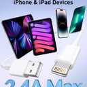 2 x Car Apple Carplay Cable, 2Pack Car Charger Cord USB A to Lightning Cable for iPhone 14/13/12/11/Pro Max/XS/XR/X/8/7/6 Plus/SE, iPad 9/8/7/6/5, iPad mini 5/4/3/2, Air 3/2 Fast Charging Cord 3FT White