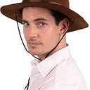 Kangaroo Park Ranger Brown Hat - Campaign Smokey Bear Fedora Adventure Hat for Men - Halloween Cosplay Theme Party Dress up Apparel