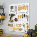 Spampur Peg Board, 6 Pack Metal Pegboard Panels White Pegboards Wall Organizer with 50 Hooks, Heavy Duty Peg Board for Walls Home, Garage Tool Storage, Office Organization, Craft Room, Kitchen
