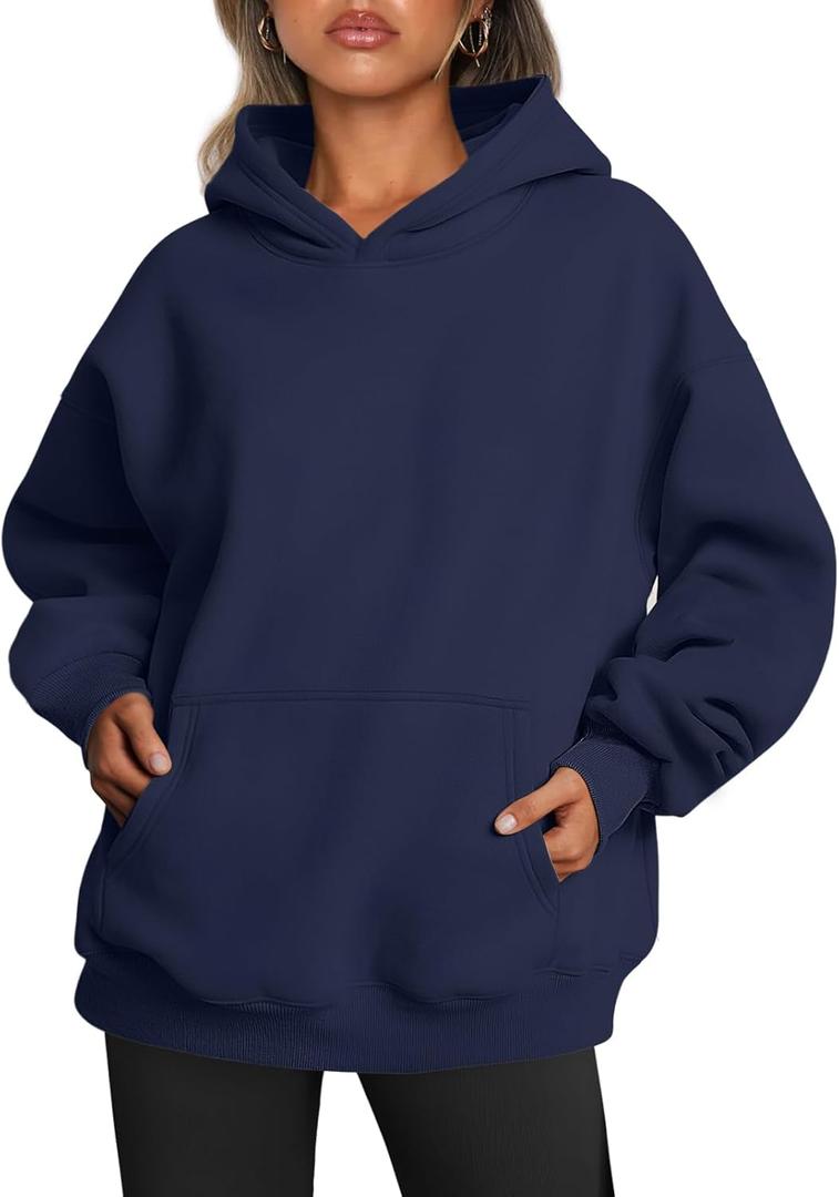 Trendy Queen Womens Oversized Hoodies Fleece Sweatshirts Fall Fashion Pullover Sweaters Winter Clothes (Medium, Navy)