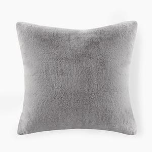 Croscill Décor Pillow, Luxurious Long Faux Fur Plush Removable Cover with Brand Insignia Zipper, All Season & Skin Friendly Poly Filling Décor Pillow Insert, Sable, Square, 20x20, Grey