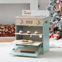 ROBOTIME Wooden Toy Kitchen Oven Playset, Montessori Pretend Play Kitchen Accessories with Pizza and Cupcakes Food Toys, Wooden Pizza Oven Set Toys for Toddlers & Kids, WCF28, 16 inches x 11.8 inches x 22.5 inches
