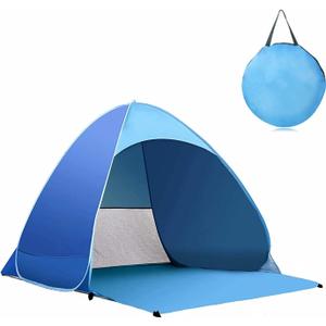 Pop Up Beach Tent for 1-3 Person, Sun Shelters Portable Tent with Stakes, UPF 50+UV Protection Rating for Family Camping Fishing Picnic, 65 x 57 x 43 inches
