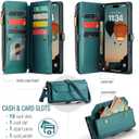Asuwish Phone Case for iPhone 17 Air 6.5 inch Zipper Wallet Cover with Tempered Glass Screen Protector and Leather Flip RFID Blocking Credit Cash Card Holder Cell i Phone17 i17 17Air Women Girls Green