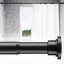 ALLZONE Adjustable Tension Curtain Rod, 42 to 78 Inches, Spring Loaded Curtain Rods No Drilling, Renter Friendly Tension Rod for Windows, Shower, Closet, No Drill, Non-Slip, Black