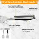13.4 in Stainless Steel Spatula Set of 2, Heavy Duty Solid & Slotted Metal Spatula with Silicone Handle for Cast Iron Skillet, Egg, Burger and Grilling, Large