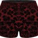 Floerns Women's Sequin Cheetah Print Rave Outfits Y2k Mini Micro Shorts (Large, Red)