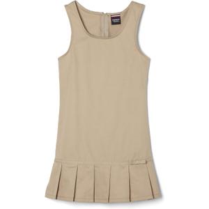 French Toast Girls' Pleated Hem Jumper with Ribbon (7, Khaki)