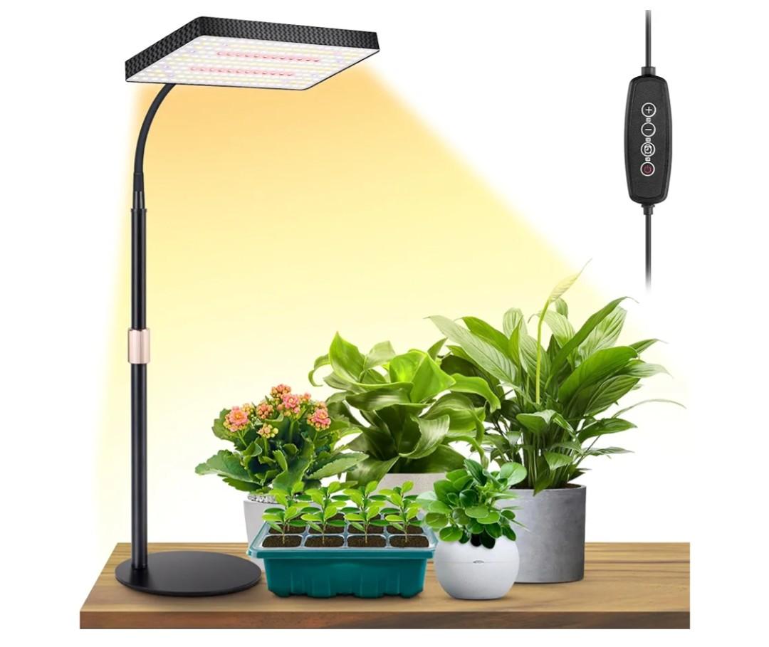 LBW Desk Grow Light, Full Spectrum Plant Light for Indoor Plants, Grow Lamps with 4/8/12H Timer, 10"-26" Height Adjustable, 6 Brightness Levels