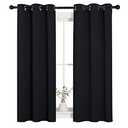 NICETOWN Blackout Draperies Window Curtain Panels, Autumn/Winter Thermal Insulated Solid Grommet Blackout Curtains/Drapes for Cafe (Set of 2, 34 inches by 54 inches, Black)