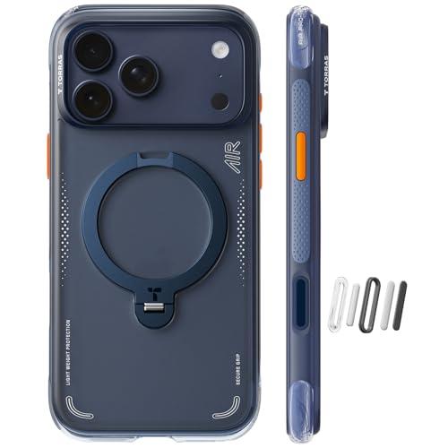 TORRAS Ostand Q3 Air for iPhone 17 Pro Case with 360 Magnetic Stand, Fit for MagSafe, Mil-Grade Drop Tested, Camera Control Button, Shockproof Phone Case for iPhone 17 Pro 6.3", Midnight Blue