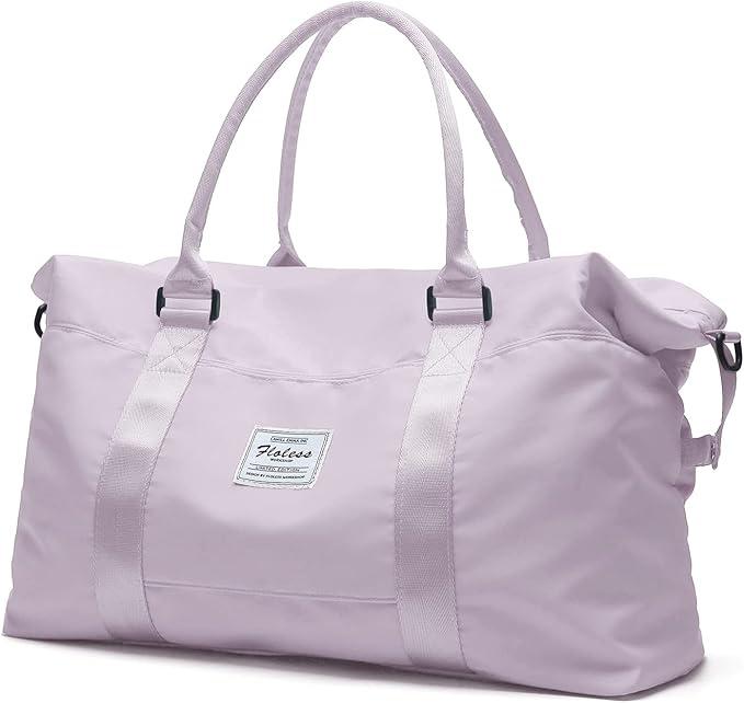 Travel Duffel Bag,Weekender Overnight Bag for Women,Carry-on Bag with Wet Pocket,Gym Bag,Extra Large,Light Purple