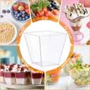 supernal 8oz Square Plastic Dessert Cups,Disposable Square Cups,Clear Dessert Cup 100pcs,Plastic Parfait Appetizer Cup Perfect for Birthday,Party,Wedding