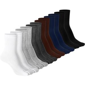 Bencailor Women Toe Socks Cotton Breathable Compression Crew Five Toe Sock for Women Men Athletic Running (5-9, Black, White, Gray, Dark Gray, Navy Blue, Coffee)