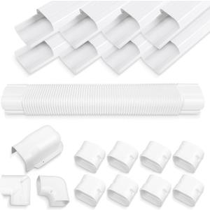 4" 13.5Ft Mini Split PVC Line Set Cover Kit Decorative PVC Line Set Cover Kit for Central AC & Heat Pumps Systems Tubing Cover(13.5Ft,White)