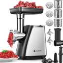 AAOBOSI Meat Grinder, 4-In-1 Meat Grinder Electric [2800W Max] with 3 Slice, Shred Blades,2 Blades,3 Plates,Sausage Stuffer,Kubbe Kit, for Home Kitchen Use, Stainless Steel (Standard)