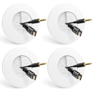 4 Pack in Wall Cable Management Kit for Wall Mounted TV, Slim Round Cable Pass Through Plates for Easy Installation, White (Not Include Hole Saw)