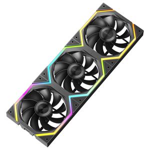 Galaxy 120mm PC Reverse Blade Case Fans, ARGB and PWM Cooling Fan PC, Axle Core Double Ring CD Pattern Module Computer Fans, Daisy-Chain 5V RGB Fan (Black 3 Pack)