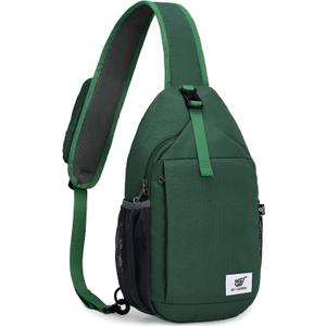SKYSPER Sling Bag RFID Cross Body Bag Recycled Crossbody Backpack Travel Daypack (Darkgreen)