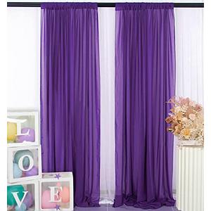 DUOBAO 2 Panels Purple Chiffon Curtains 4x8ft - Flowy Sheer Backdrop Drapes for Wedding Party Bridal Shower Photo Booth