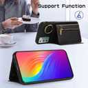 Compatible with Samsung Galaxy Note 20 5G Wallet Case with Screen Protector Crossbody Shoulder Strap Ring Buckle Stand Card Holder Phone Cover for Note20 Notes 20s Twenty Not S20 Women Men Black