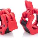 Olympic Barbell Collar 2 inch Quick Release Pair of Locking 2" Pro Weight Bar Plate Locks Clamp Clips for Workout Weightlifting Fitness Training (Red)