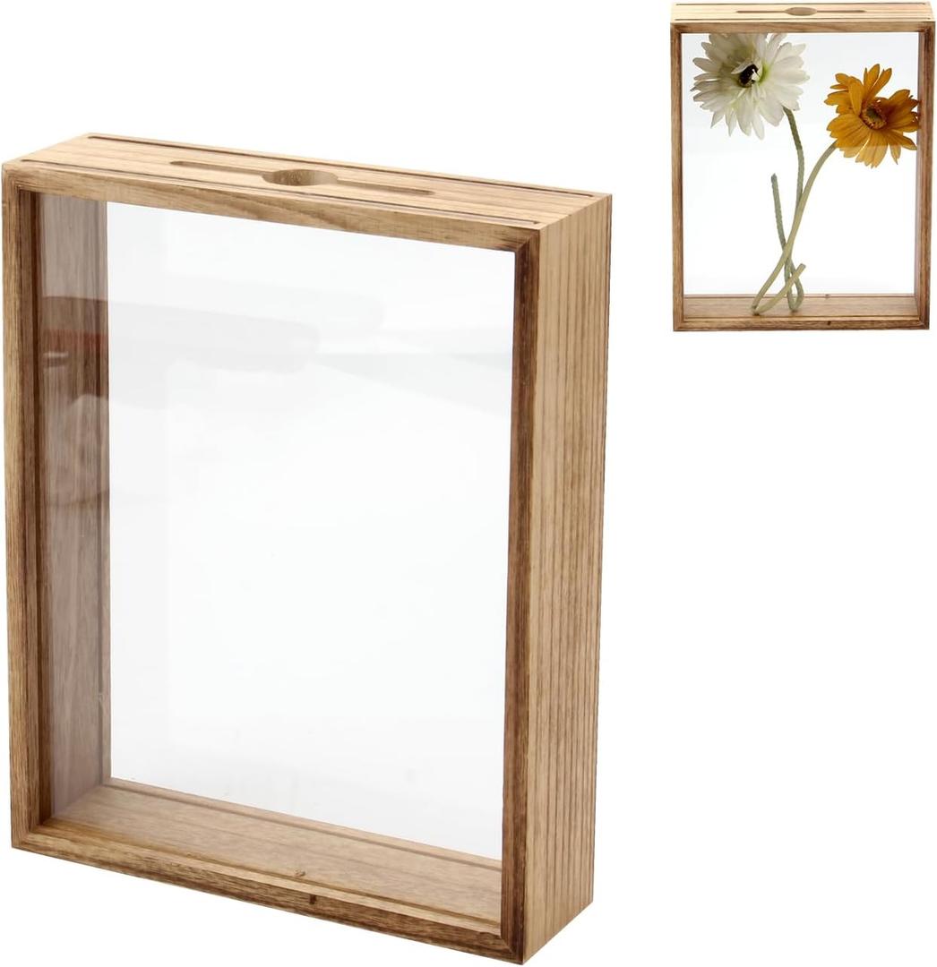 8x10 Wooden Top Loading Shadow Box, Shadow Box Frame, Wooden DIY Tabletop Display Case, DIY Sweet Gift, Memory Box for Movie Travel Sporting Events Concert Ticket Stubs Drink Beer Caps