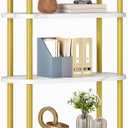 HOOBRO 5 Tier Open Bookshelf, Industrial Arched Bookcase Display Shelf Rack, Wooden Bookcase Storage Shelf Metal Frame, Tall Storage Organizer for Home, Easy Assembly, Gold DM176SJ01, 16.9"L x 11.8"W x 69.3"H