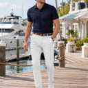 HUNGSON Mens Chinos Dress Pants Slim Fit Stretch Business Casual Golf Work Slacks Trousers (White)