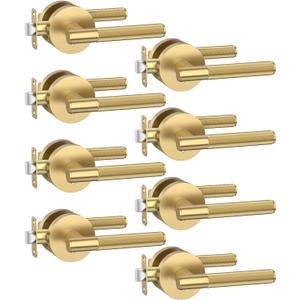 Asidrama 8 Pack Privacy Champagne Bronze Door Handles, Door Lever with Door Knobs Indoor for Bedroom or Bathroom, Heavy Duty Door Handles Interior with Locks for Left Right Sided Doors