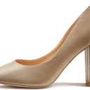 JOY IN LOVE Chunky Heels for Women High Block Heel Pointy Toe Dress Work Pumps (8, Apricot Matte)