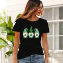 St Patricks Day Shirts for Women Lucky Irish Shamrock Shirt St Pattys Day Short Sleeve (Medium, Black1)