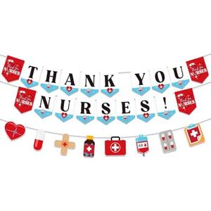 Soochat Thank You Nurses Banner Happy Nurses Week Banner Nurses Day Decorations for Nursing School Party Decorations Nursing Graduation Party Supplies Gifts
