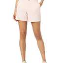 Essentials Women's Mid-Rise Slim-Fit 5 Inch Inseam Khaki Short, Dusty Pink, 14, 3 Pack