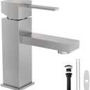 APPASO Bathroom Sink Faucet Brushed Nickel, Single Hole Sink Faucet Spot Resist with Optional Deck Plate for 1 to 3 Hole Installation, Single Handle Stainless with Pop Up Drain for Vanity Bathroom