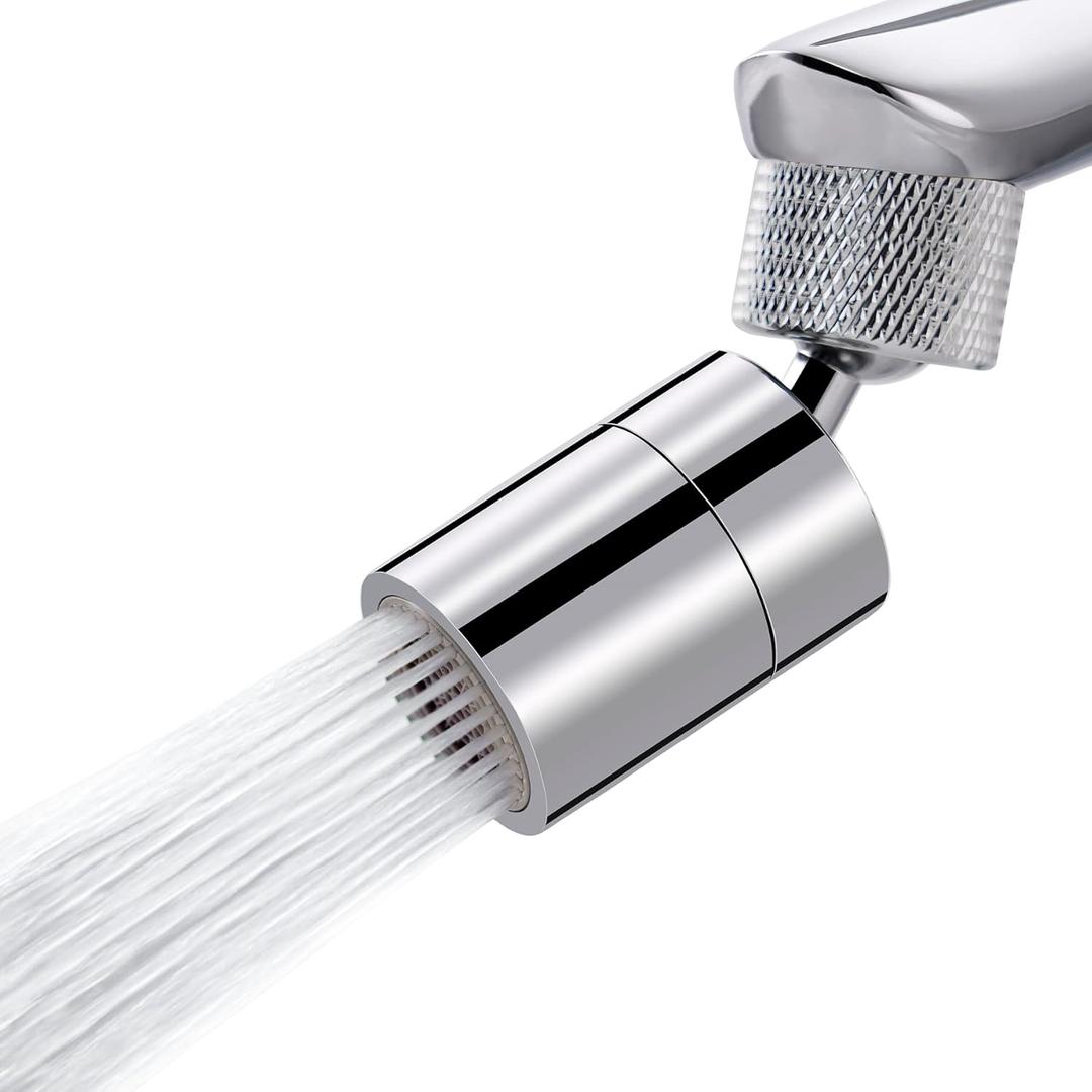 Hibbent NSF/ANSI/CAN 61 Certified Dual-function Faucet Aerator, CUPC Certification Big Angle Rotate Kitchen Sink Aerator 360 Degree Swivel Sink Sprayer Attachment-55/64 Inch Female Thread-Chrome