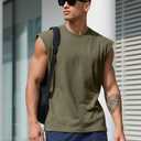 Mens Gym Tank Tops Sleeveless Shirts Cut Off Quick Dry Muscle Shirt Running Beach Loose Fit Tee (XXL)
