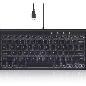 Perixx PERIBOARD-429 US Wired Mini Backlit Keyboard - Thin and Silent Scissor Keys - White Backlight Color - US English