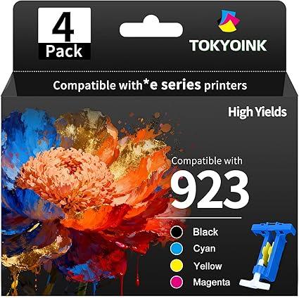 923 Ink Cartridges Combo Pack 4 Pack Replacement for HP 923 Ink Cartridges for HP Printers Compatible with HP OfficeJet Pro 8130e OfficeJet Pro 8135e 8138e 8122e 8139e 8120e Ink,Without Chip