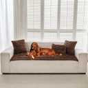 Mitid Sofa Cover Fuzzy Couch Cover for Pet, Couch Covers for Dogs Washable Non-Slip Sofa Slipcover Cushion Protector Pets Friendly Mat (27.6" x 70.9", Dark Brown)