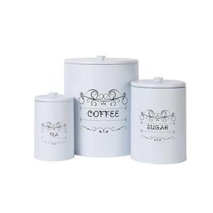 ChicHabitat Kitchen Canisters Set of 3, Food Storage Containers for Countertop, Large Airtight Coffee Sugar Tea Containers with Lids, White Farmhouse Decor