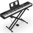 Donner DEP-20 Lite Digital Piano 88 Key Weighted Keyboard Full Size, Portable Electric Piano Set with Stand, Sustain Pedal, LCD, Wireless MIDI Audio, 185 Tones, Gifts for Beginners Teens, Black