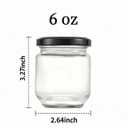 6 Oz Round Glass Jar - 1 Pack Food Storage Containers with Black Metal Lid