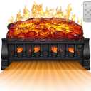 21 Inches Electric Fireplace Insert Log Heater Set, Freestanding Heater with Adjustable Flame Brightness and Flicker Speed, 750w/1500w Heating, Overheat Protection, Remote Control (Traditional Brown)