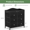 BOLUO Black Changing Table Dresser with 6 Fabric Drawers, Baby Dresser with Changing Table Top Diaper Changing Station with Storage for Nursery Modern