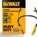 DEWALT Heavy Duty Bluetooth Neckband Headphones, Wireless Around The Neck Earbuds w/ 30H Runtime + Noise Isolation, Secure Magnetic Wireless Earbuds, Jobsite Pro Built-in Mic Bluetooth Headsets