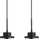 Modern Black Farmhouse Clear Glass Cylinder Pendant Light Fixture, Single Hanging Pendant Lighting for Kitchen Island, Dining Room, Foyer & Hallway, (2 Packs)