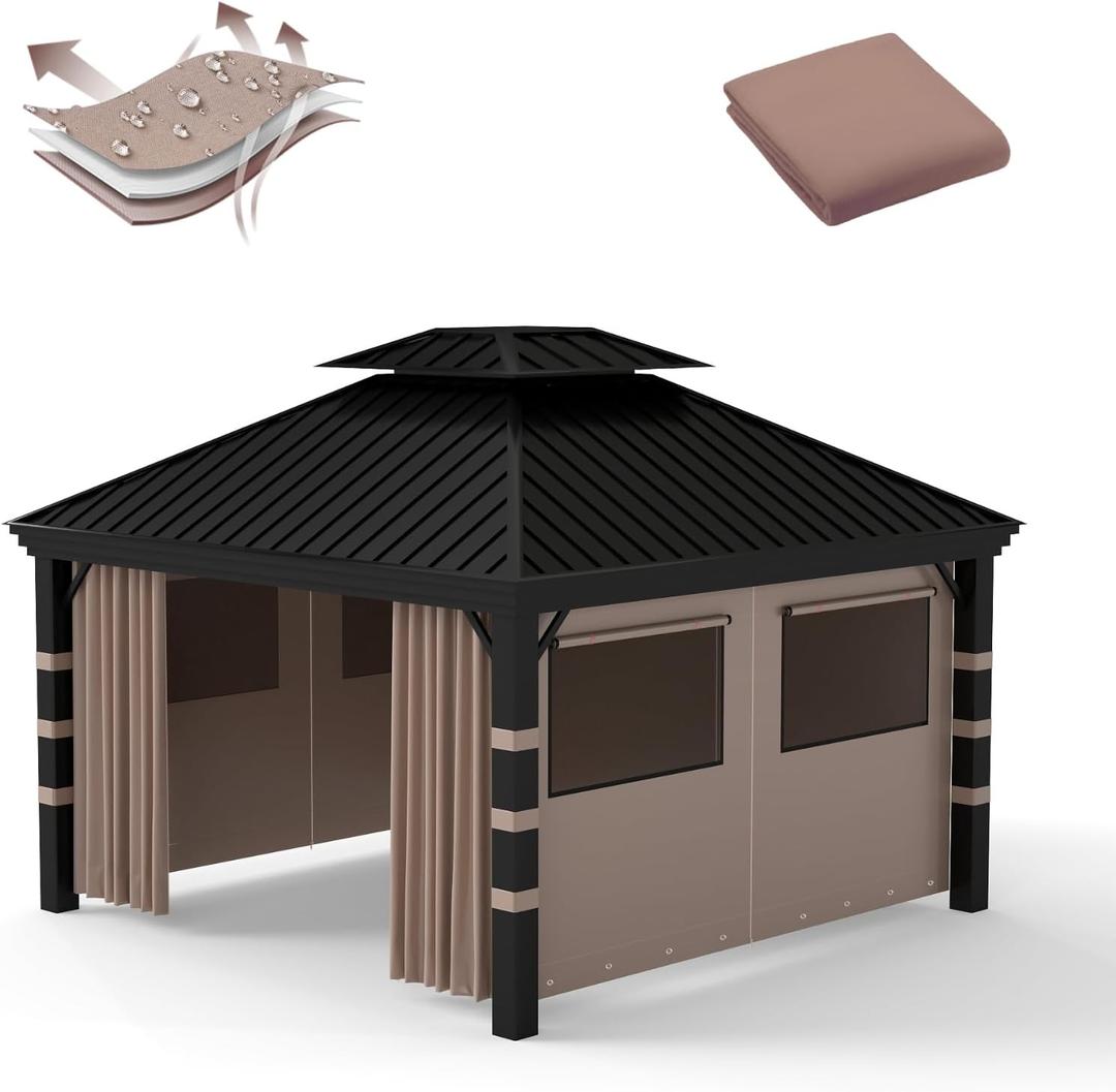 10x12 Gazebo Sidewall Curtains, 4-Panel Waterproof Mesh Window