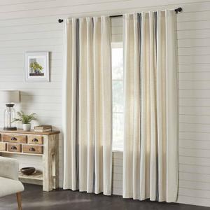 Piper Classics Market Place Gray Grain Sack Stripe 96" Panel Curtains Set (50"W x 96"L (Pack of 2))