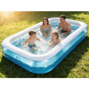 Kids Splash Pool Inflatable 120x72 Inch Rectangular, Extra Large BPA-Free PVC Family Pool ASTM Certified with Easy Drain for Ages 3-12, Thickened Anti-Burst Backyard Summer Pool